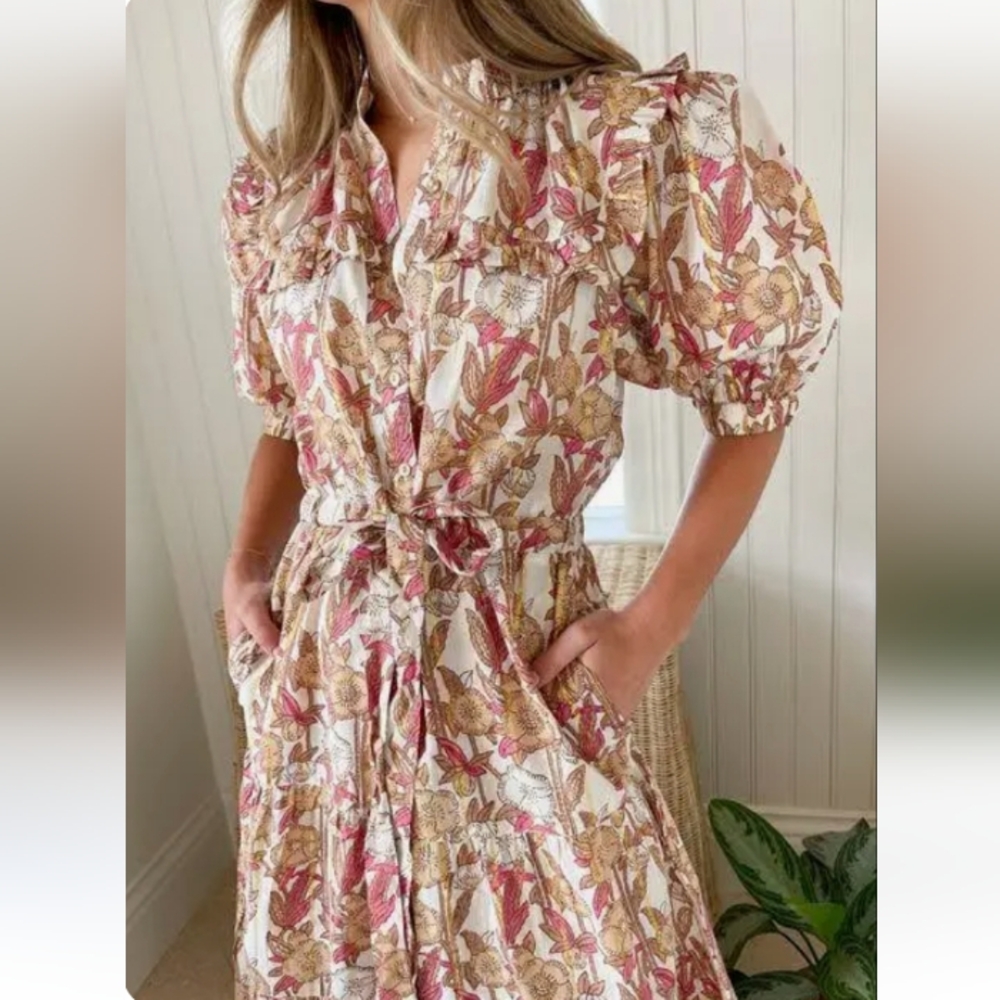 Lola Australia Pacific Dress Tea Rose Cotton Voile L
